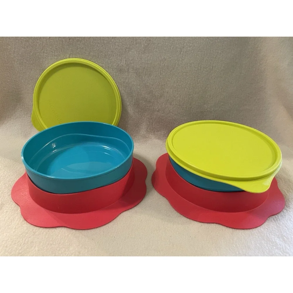 Tupperware TupperKids Set Of 2 Feeding Bowls 16oz Tcare Anti Skid Baby Toddler